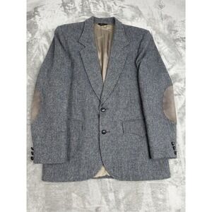 Vintage Pioneer Wear Wool Blazer Jacket Mens 42 Tweed Leather Western Sport Coat